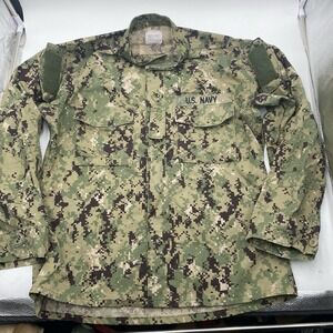 US Navy Working Uniform Type III Shirt Medium Regular Seals Camo NWU Blouse LNC